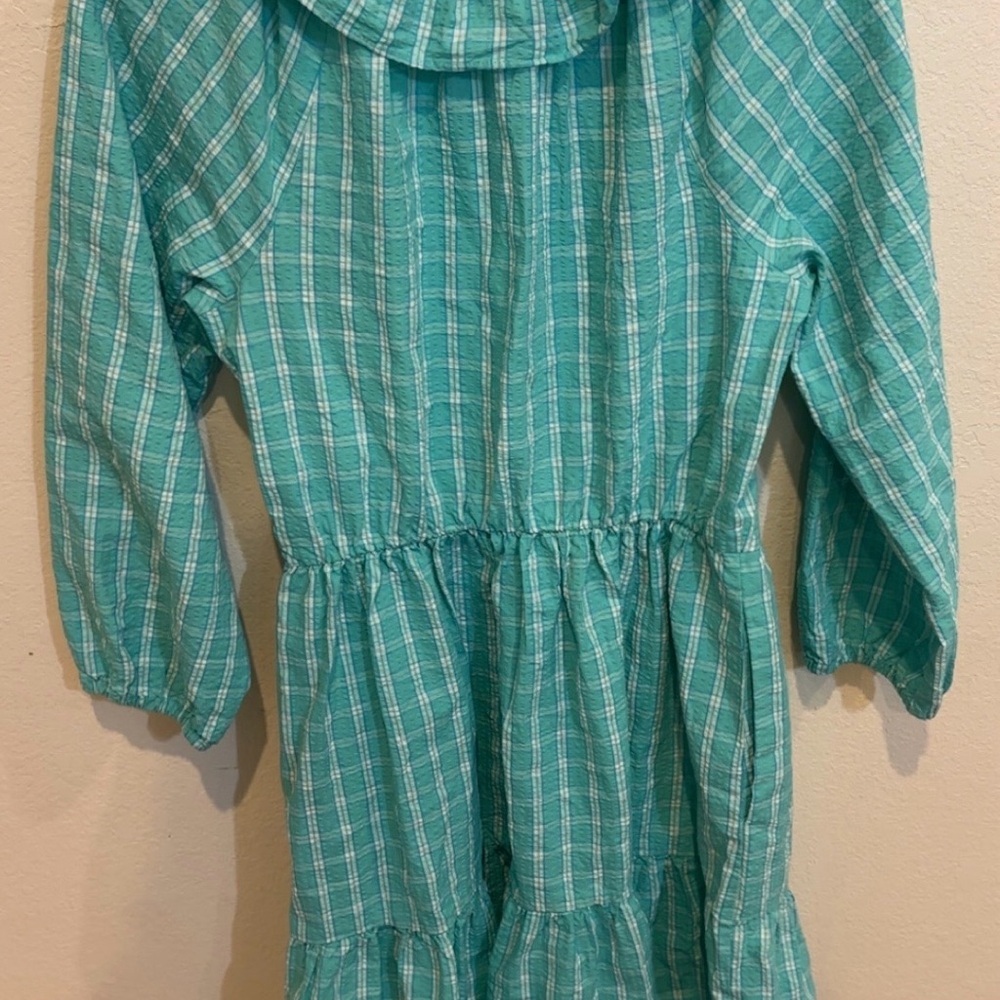 NWT J. Crew Blue and White Plaid Long Sleeve Dress - Picture 6 of 13